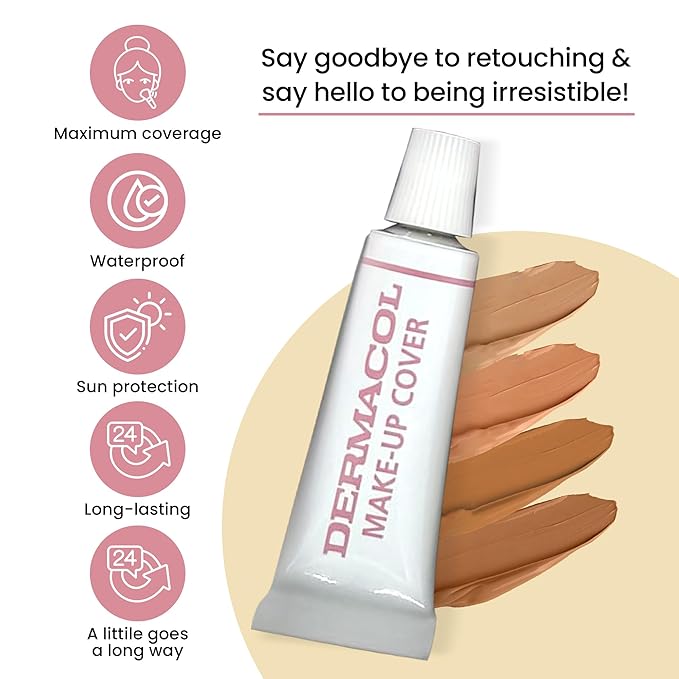 Dermacol Full Coverage Foundation | Long Lasting Waterproof Makeup Cover Cream SPF30 | Hypoallergenic & Light Weight Liquid | Tattoo, Acne, Spots, Under-eye Skin Cover-up - 30g-BrightBean Baby