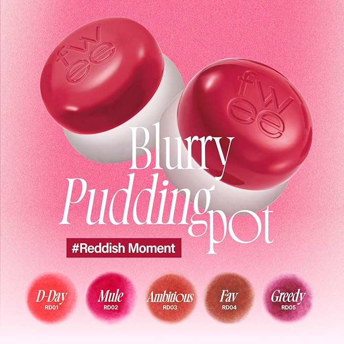 Lip&Cheek Blurry Pudding Pot | Reddish Moment - D-Day | Makeup Blush, Buildable Lightweight, Multi-Use Soft Matte Finish | 5g-BrightBean Baby