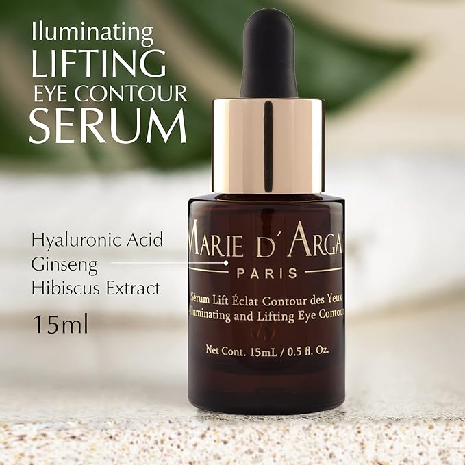 Marie d'Argan Eye Contour Serum for dark circles and puffiness, with Hyaluronic Acid, Ginseng and Hibiscus Anti-wrinkle, Repairs Bags under eyes, iluminates skin, firming effect, 15 ml,-BrightBean Baby