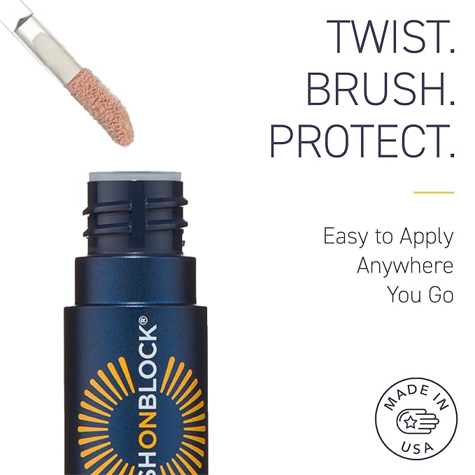 Brush On Block Sun Shine Protective Lip Oil SPF 30, Mineral Protection from UVA/UVB & Blue Light, Hydrating, Cruelty-Free, Gluten-Free, & Vegan, Nude-BrightBean Baby