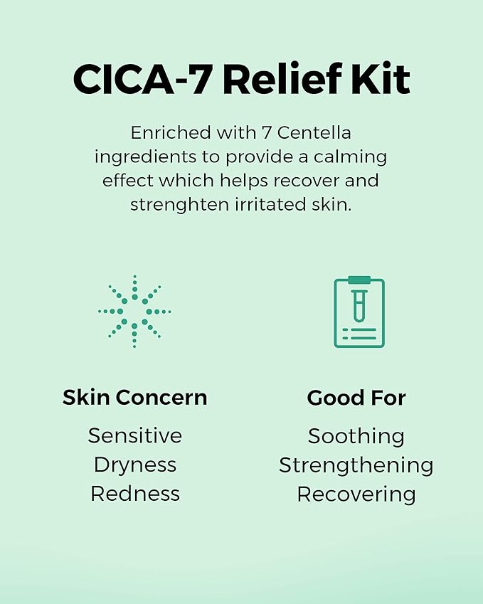 COSRX CICA Relief Kit | Toner, Serum, Cream with Centella Asiatica | Sensitive Skin, Soothing, Moisturizing | Travel Size Set, Gift Set, Korean Skincare, Not Tested on Animals, Paraben Free-BrightBean Baby