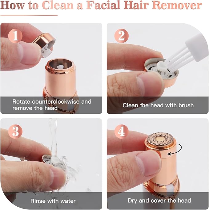 Facial Hair Remover for Women, Face Hair Trimmer, Rechargeable Women's Facial Shaver, Painless Lady Shavers for Women for Face Hair, Upper Lips, Peach Fuzz, Bikini Body-White
