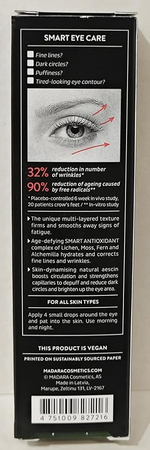 MÁDARA Organic Skincare | SMART Anti-Fatigue Eye Rescue Cream - 15 ml, With a Smart Antioxidant Complex, Natural Aescin And Caffeine, 100% Natural Origin, Vegan, Ecocert Certified-BrightBean Baby