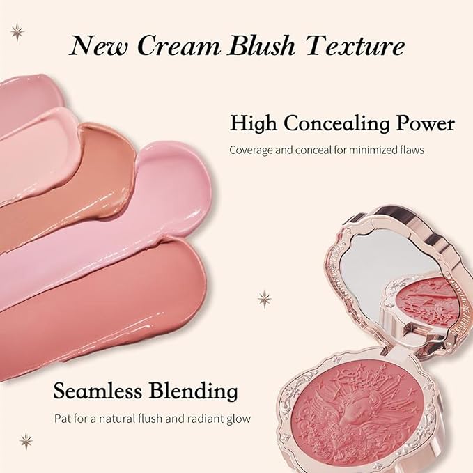Flower Knows Little Angel Cream Blush,Buildable & Blendable Makeup Blush for cheeks,Soft & Long-lasting,Rose Pink Flush for All Skin Tones(02 Floral Praise,6g)