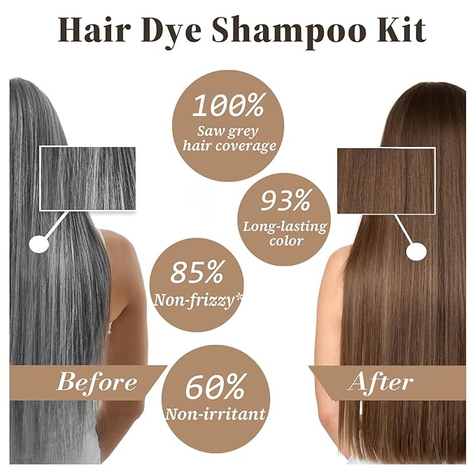 Light Brown Hair Dye Shampoo, 3-in-1 Hair Color Shampoo for Gray Hair Coverage for Women & Men, Natural Brown Shampoo Hair Dye Colors Hair in Minutes, Shampoo Tinte Para El Cabello, Champu Para Canas-BrightBean Baby