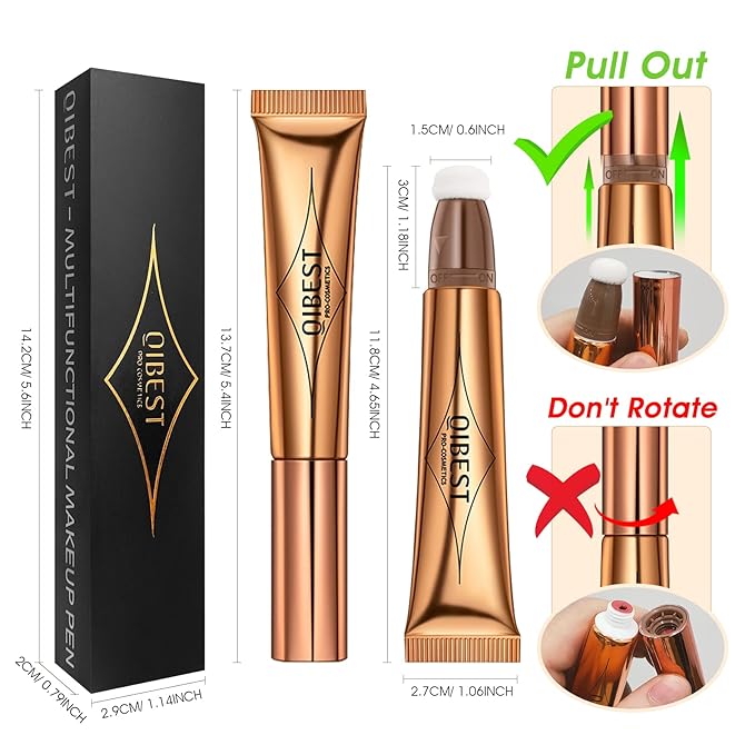 Liquid Contour Beauty Wand, Cream Liquid Contour Stick Matte Bronzer Stick with Cushion Applicator, Lightweight Blendable, Long Lasting Silky Liquid Face Shaping & Contouring Stick | 1# Contour Grey brown-BrightBean Baby