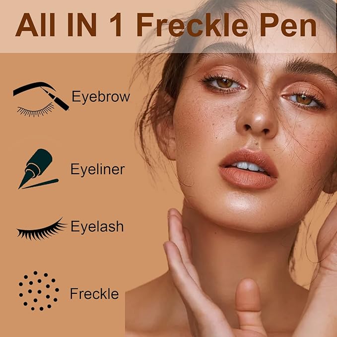 Freckle Pen, Freckle Makeup Pen for Face, Waterproof Long Lasting Quick Dry Faux Freckle Pen, Soft Artificial Freckles Makeup Face Decoration, Create Natural Sunkissed Skin (Chestnut)-BrightBean Baby
