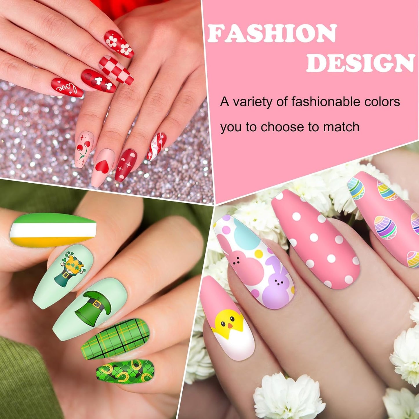 Whaline 6Pcs Valentine's Day St. Patrick's Day Easter Nail Plates Stamping Set Heart Shamrock Egg Stamp Templates Nail Art Plates for DIY Print Manicure Salon Design-BrightBean Baby