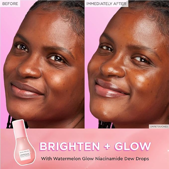 Glow Recipe Watermelon Niacinamide Dew Drops - Brightening, Plumping Hydrating Face Serum, Makeup Primer + Liquid Highlighter with Hyaluronic Acid - Dewy & Glowing Korean Skin Care (40ml)-BrightBean Baby