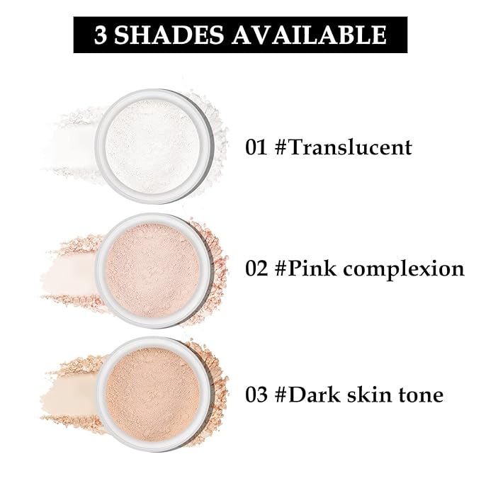 Boobeen Loose Face Powder Translucent Setting Powder Oil Control Loose Powder, Soft Focus Effect Makeup Loose Setting Powder, Lightweight Shine Control Matte Finishing, with Puff-BrightBean Baby