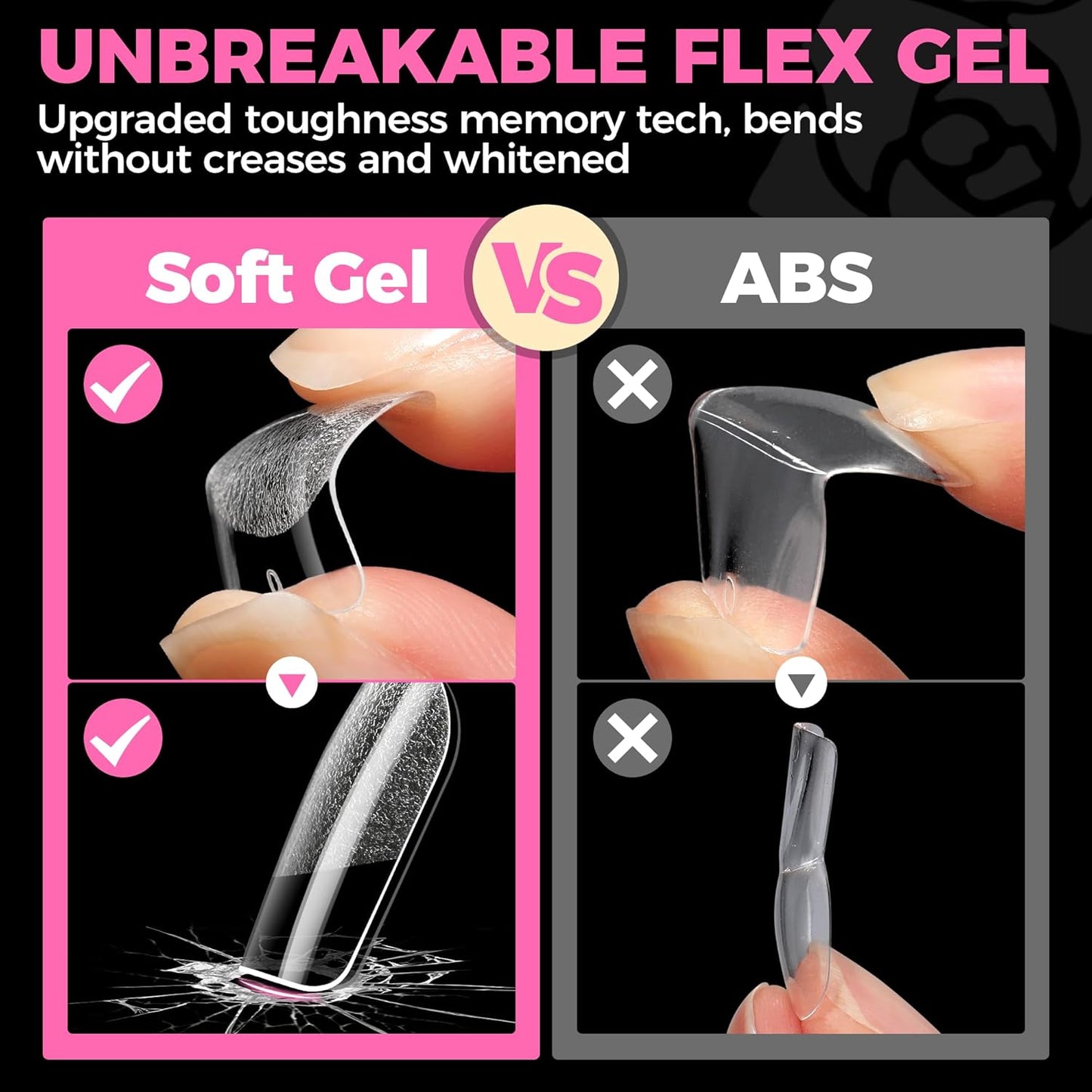 UNA GELLA Extra Short Nail Tips: 504pcs Square Fake Nails Pre-shape XS Short Square Press on Nails Gel Tips Full Cover Acrylic Nails False Nails for DIY Salon 12 Sizes-BrightBean Baby