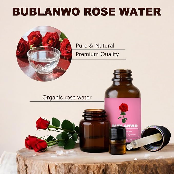 Organic Rose Water Toner Spray for Face, Skin Care, Soaps, Skin Hydration, Bath Facial Mist Toner 118 ml-BrightBean Baby