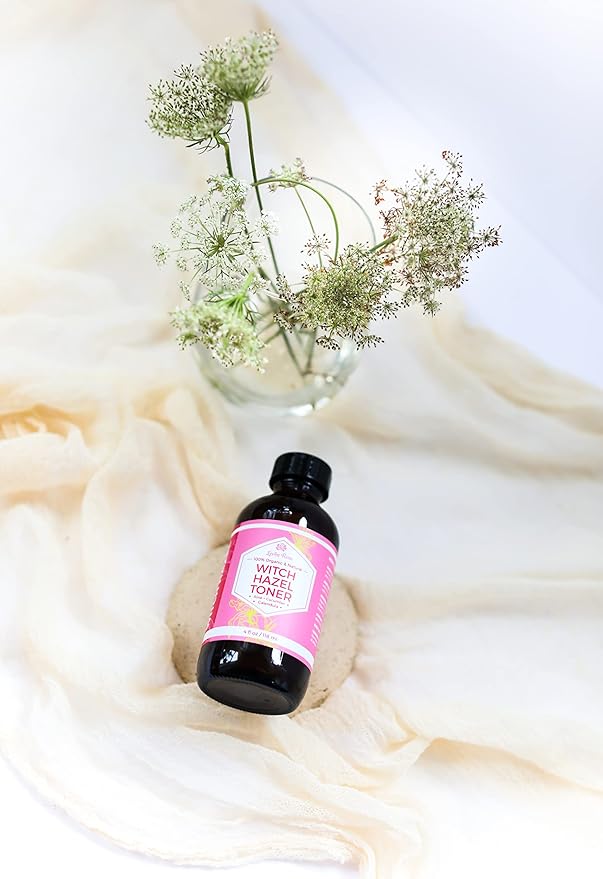 Witch Hazel Alcohol Free Toner by Leven Rose, 100% Pure Organic Facial Rose Water with Rose Petals, Calendula, Cucumber, and Chamomile Flower 4 oz-BrightBean Baby