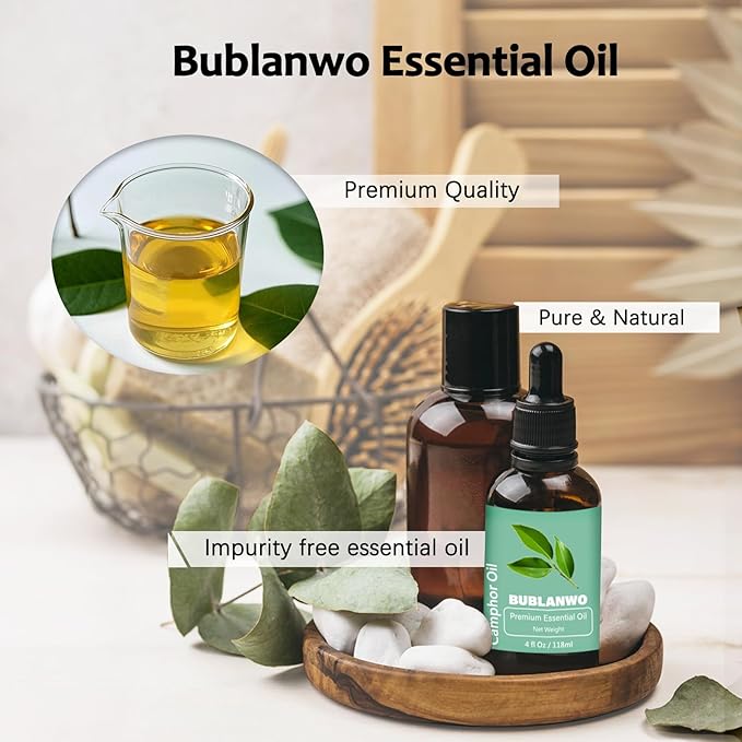 Organic Camphor Essential Oil for Damaged Hair Water Toner Spray for Face Skin Care Soaps Skin Hydration Bath Facial Mist Toner 118 ml-BrightBean Baby