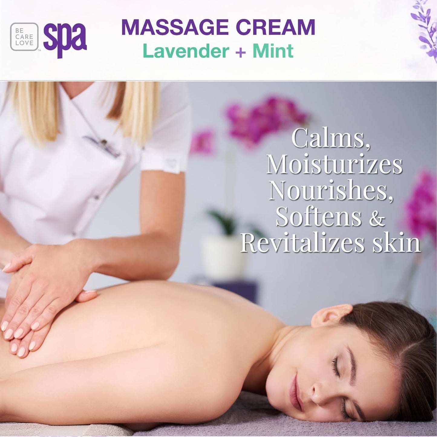 BCL SPA Massage Cream - Body Lotion & Body Cream with Organic Lavender + Mint, Shea Butter, Kelp, Arnica, Aloe Vera, Argan and Jojoba Oils - Calm, Moisturize and Soothe skin. Home/Pro Use 16 fl oz-BrightBean Baby