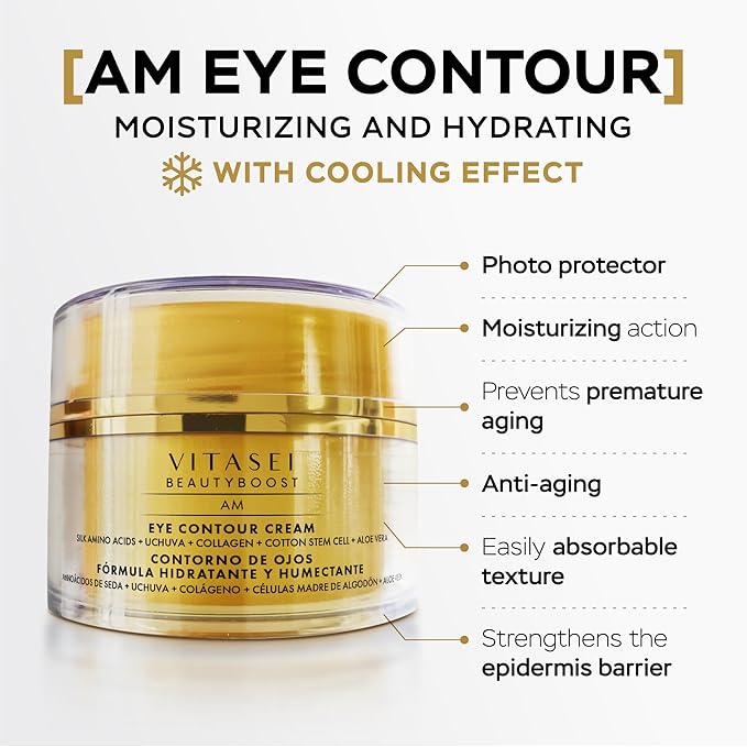 AM/PM Anti-Aging Kit Eye Contour Duo, Deep Hydration Eye Contour Cream with Cotton Stem Cells & Hyaluronic Acid (AM), Eye Contour Anti-Fatigue with Arabic Coffee for Under Eye Lines Protection(PM)-BrightBean Baby