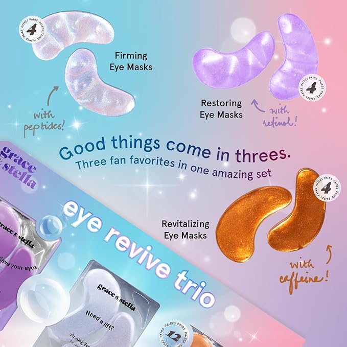 grace & stella Under Eye Patches (12 pairs) Eye Masks for Dark Circles and Puffiness - Birthday Gifts for Women, Bachelorette Party Favors, Bridesmaid Proposal Gifts, Self Care, Spa, Relaxation, Vegan-BrightBean Baby