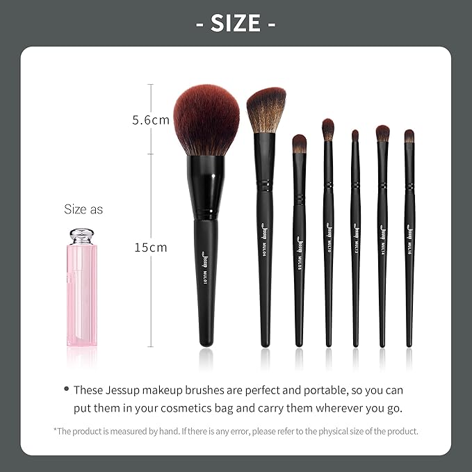 Jessup Full Makeup Brushes Set 13pcs, Professional Vegan Foundation Powder Contour Blush Highlight Eyeshadow Blending Concealer Spoolie EyeLiner Brush, Phantom Black T300-BrightBean Baby
