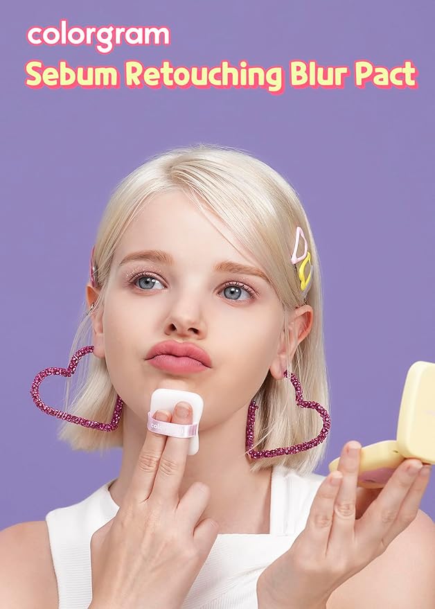 Colorgram Sebum Retouching Blur Pact | Poreless-Looking Pressed Setting Face Powder for Normal to Oily Skin, Provides Weightless, Matte Finish with Soft Focus Effect-BrightBean Baby