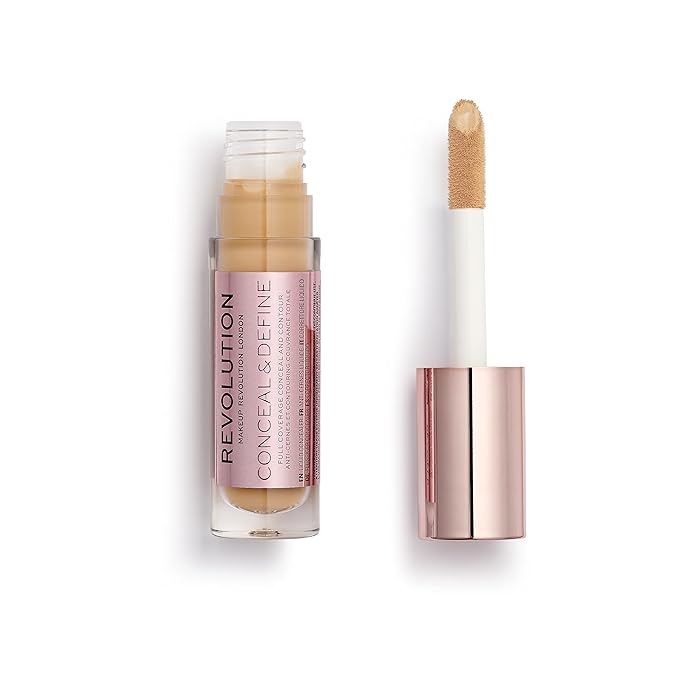 Makeup Revolution Conceal and Define Concealer, Full Coverage & Matte Finish, C9.2 for Medium/Tan Skin Tones, Vegan & Cruelty-Free, 0.7 Fl Oz-BrightBean Baby