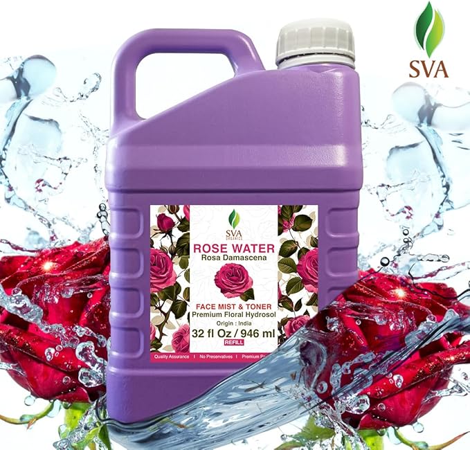 SVA Rose Water - 32 Fl oz - Refreshing Rose Water Spray for Skin Care, Skin Hydration, Bath, Soaps, Haircare & Aromatherapy-BrightBean Baby