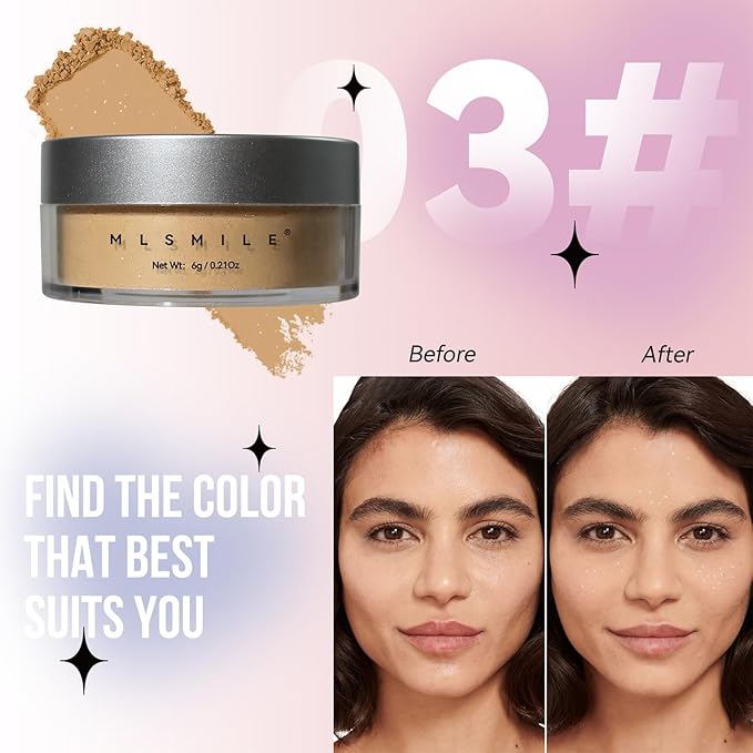 Loose Face Powder Setting Powder, Shimmer Glitter Loose Powder, Matte Finishing Powder Shine, Waterproof, Oil Control, Lightweight Face Powder Makeup for All Skin Tones (Dark Complexion Shimmer)-BrightBean Baby