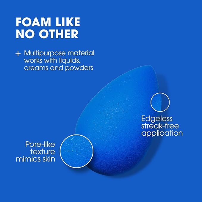 Beautyblender® | Sapphire Beauty Blender Makeup Sponge, Super-Soft Foam Easily Blends Foundations, Powders & Creams, Made in USA, Reusable, Washable, Streak Free Application, Vegan, Cruelty Free-BrightBean Baby