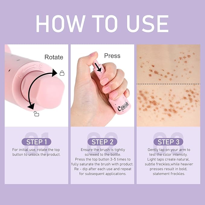 Freckles Stamp Pen, Resistant Faux Liquid Freckle Makeup, Waterproof Sweatproof Quick Dry Long Lasting, Natural Lifelike Sunkissed Matte Finish Fake Freckle Pen-LIGHT-BrightBean Baby