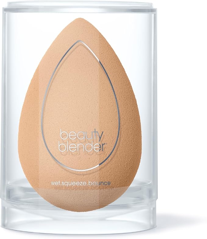 Beautyblender® | Nude Beige Beauty Blender Makeup Sponge, Super-Soft Foam Easily Blends Foundations, Powders & Creams, Made in USA, Reusable, Washable, Streak Free Application, Vegan, Cruelty Free-BrightBean Baby