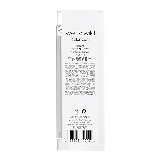 wet n wild Color Icon Eyeshadow Makeup 5 Pan Palette, Matte, Shimmer, Metallic, Long Wearing, Rich Buttery Pigment, Cruelty Free - My Lucky Charm