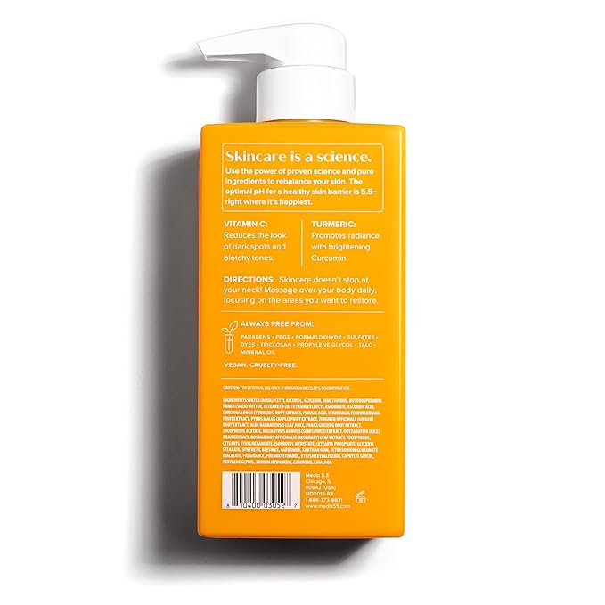 MEDIX 5.5 Exfoliating AHA Glycolic Acid Face & Body Scrub Cleanser + Vitamin C Moisturizing Body Cream Lotion Skin Care 2PC Set | Alpha Hydroxy Acid & Lactic Acid Foaming Body Wash & Face Wash, 2-PC-BrightBean Baby