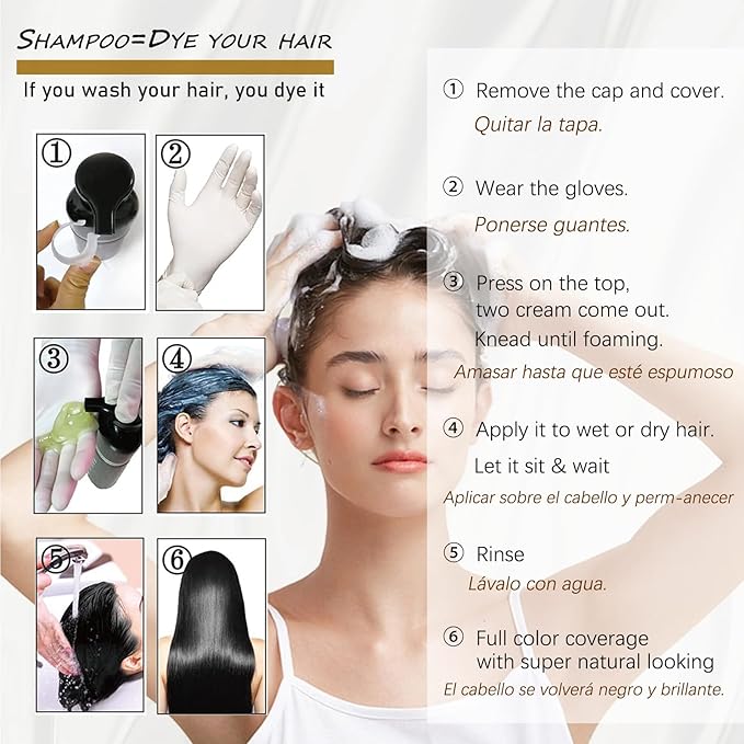 Light Brown Hair Dye Shampoo, 3-in-1 Hair Color Shampoo for Gray Hair Coverage for Women & Men, Natural Brown Shampoo Hair Dye Colors Hair in Minutes, Shampoo Tinte Para El Cabello, Champu Para Canas-BrightBean Baby
