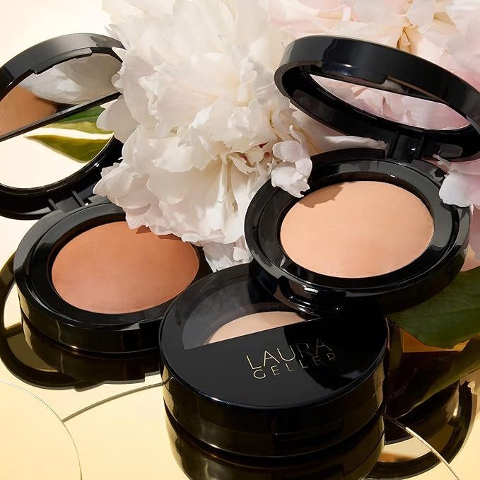 LAURA GELLER NEW YORK Baked Blurring + Setting Powder, Translucent Makeup Setting Powder For Soft-Focus Finish, Minimize Fine Lines and Pores, Light/Medium-BrightBean Baby