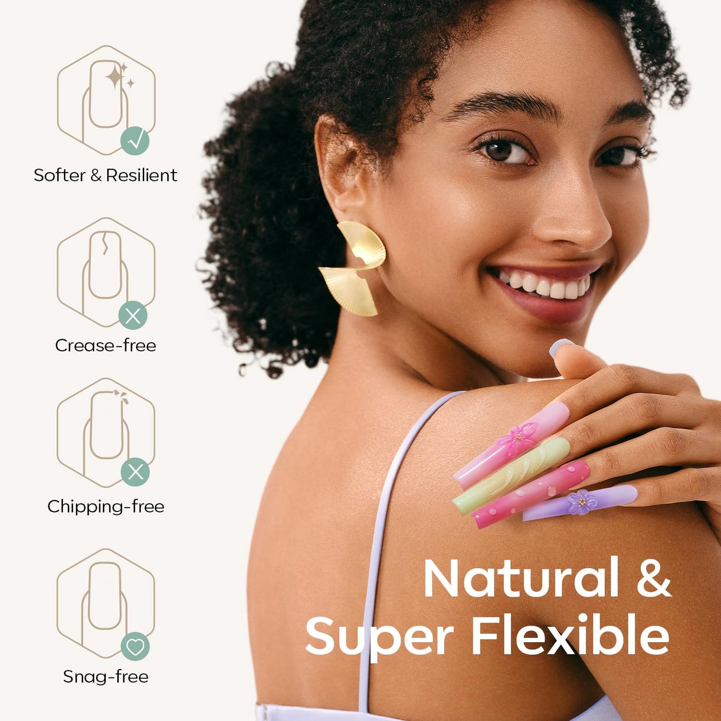 modelones Long Square Nail Tips, 3XXXL Straight Pre-shaped Soft Gel Tips Fake Nails False Acrylic Clear Full Cover Press on Extension Kit Gel Manicure DIY at Home 216PCS 12Sizes-BrightBean Baby