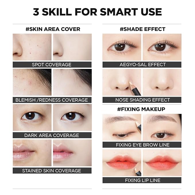 THESAEM Cover Perfection Concealer Pencil – Non Comedogenic spot Eraser - Conceal Blemish,Aging Spot,Acne&Freckle – Multi-Use Under Eye Concealer for Dark Circle,1.4g (1.0 Clear Beige)-BrightBean Baby