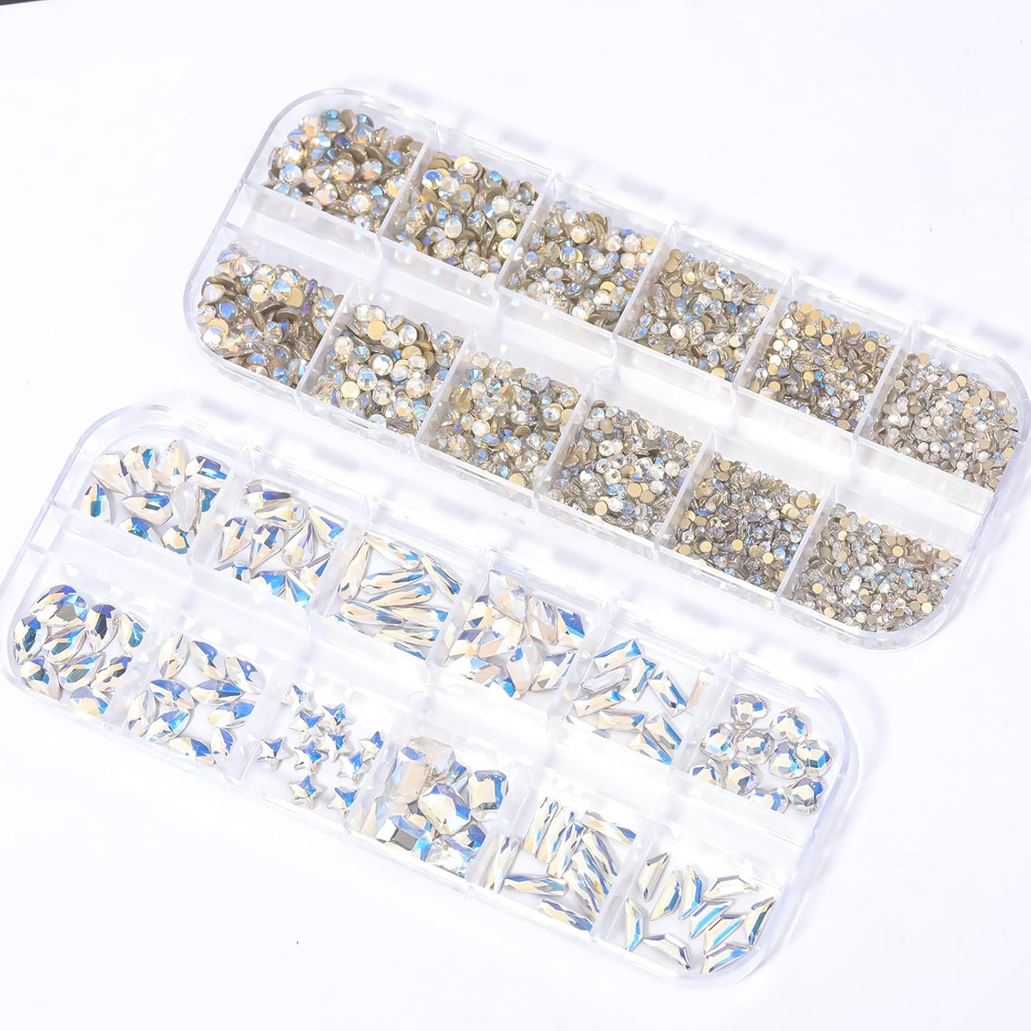 HNUIX Nail Rhinestones - 3D Multi Shape Size, Crystal Blue Moonlight Nail Gems, Flat Back, with Kit, for Nail Art, DIY Decorations-BrightBean Baby