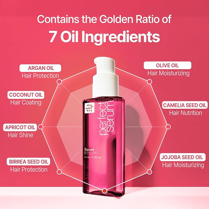 Mise En Scene Perfect Styling Serum for Heat Damage Protection - Hair Serum for holding Bounce, Hair Essence for Long Lasting Curl, Powdery Scent, with Argan Oils, 2.70 fl. Oz-BrightBean Baby