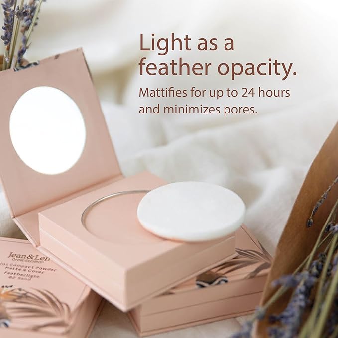 Pure 2in1 Compact Powder Feather Light 01 Ivory by Jean&Len, for a flawless transition and natural look, lasts 24 hours, with organic ingredients, vegan-BrightBean Baby