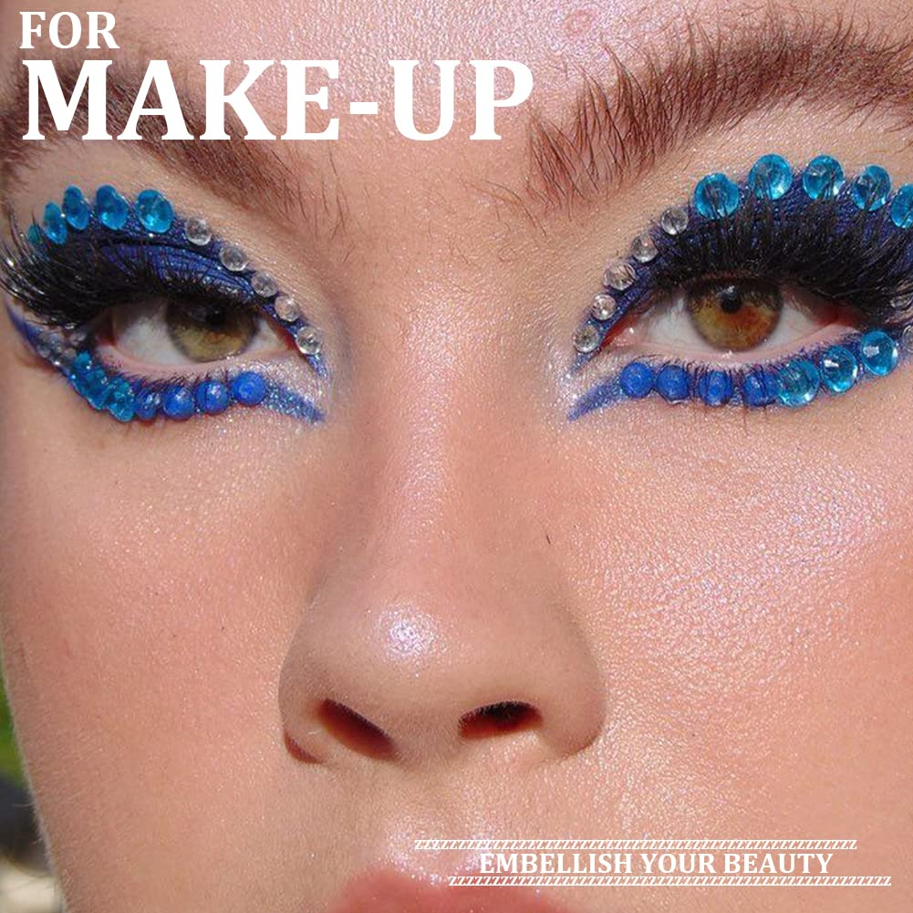 One Pack 2000 Pcs of Flatback Round Lake Blue Rhinestones 6 Sizes (1.5-6 mm) with Nail Art Rhinestone Picker Pencil and Tweezers for DIY and Salon Use-BrightBean Baby