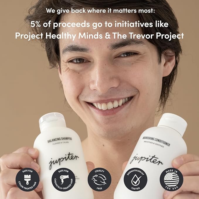 Jupiter Oil Control & Exfoliation Bundle, Anti-Dandruff Shampoo, Conditioner, Restoring Serum, & Purifying Mask for Women & Men, Dermatologist-Formulated for Flaky, Itchy, Oily, & Dry Scalp-BrightBean Baby