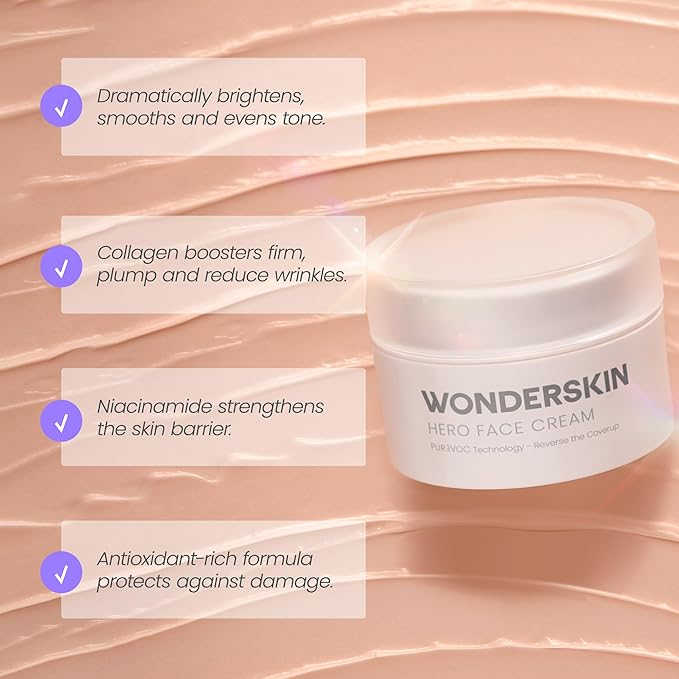 Wonderskin Purevoc Hero Face Cream, Anti Wrinkle Moisturizing Face Cream, Hydrating Face Moisturizer for Women & Men, Anti Aging Face Moisturizer, Daily Facial Moisturizer for Dry Skin-BrightBean Baby