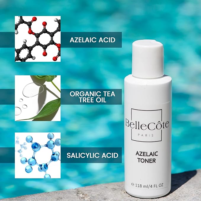 Skin Care Acne Treatment Toner - 10% Azelaic Acid, 2% Salicylic Acid, Tea Tree Oil Clean and Clear Acne Serum, Rosacea Treatment for Face, Reduces Blackhead | 4oz-BrightBean Baby