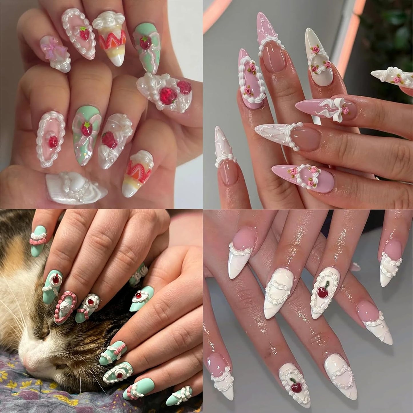 Nail Art Silicone Mold Embossed Cream Chain Design DIY Manicure 3D Carving Template with 6 Patterns, Resin Craft Making Tool Mould for Women Nail Decoration-BrightBean Baby