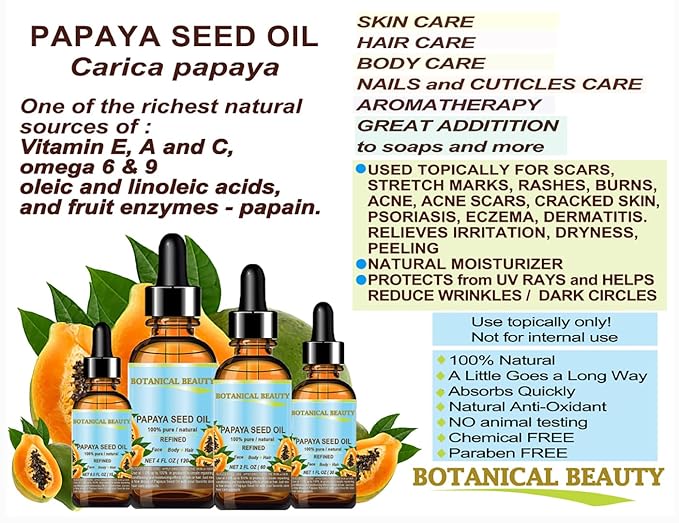 PAPAYA SEED OIL. 100% Pure / Natural / Undiluted /Refined Cold Pressed Carrier Oil. 0.5 Fl.oz.- 15 ml. For Skin, Hair And Lip Care.-BrightBean Baby