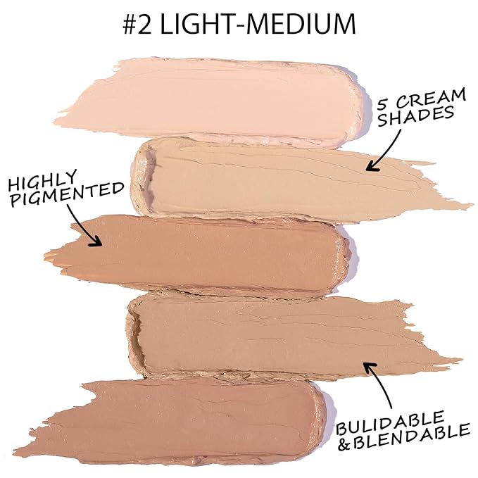 5 In 1 Multi-Use Correcting Concealer Palette,Waterproof Long Lasting Contour Palette,Professional Creamy Concealer Kit for Women,Easy to Create Full Coverage and Natural Finish.#2-BrightBean Baby