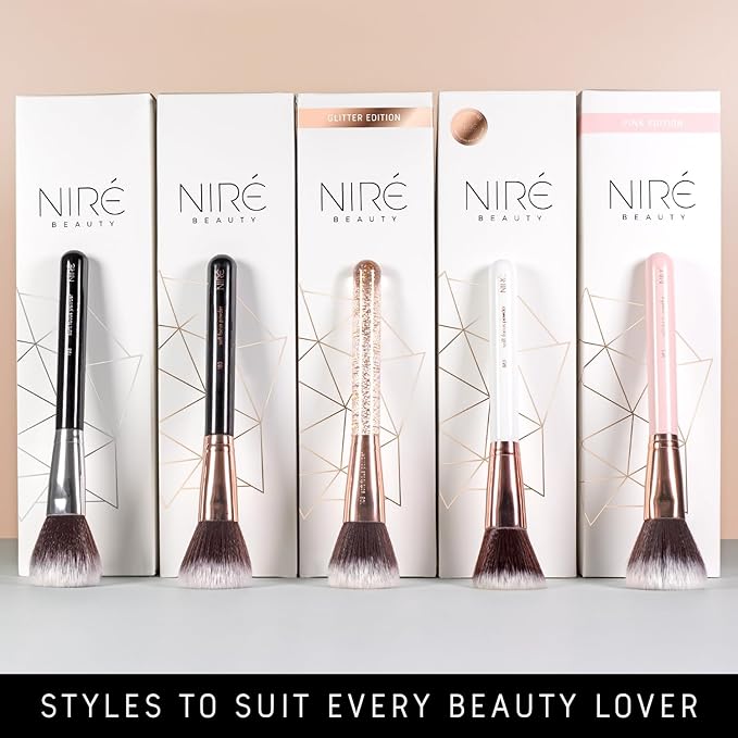 Niré Beauty 15piece Award Winning Professional Makeup Brush Set: Vegan Makeup Brushes with Case, Makeup Sponge, Brush Cleaner, Guide, Gift Box-BrightBean Baby
