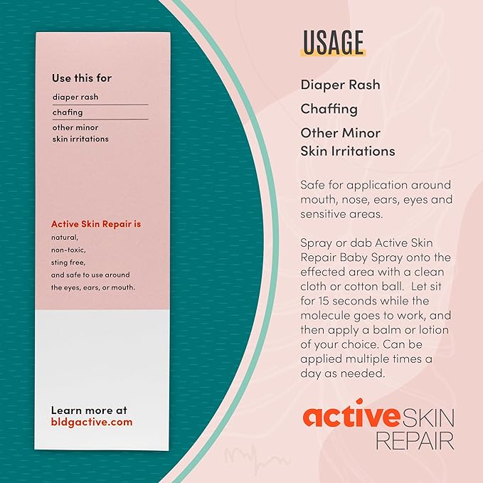 Active Skin Repair Natural, Non-Toxic, No Sting Baby Spray First Aid Safe For Use on Diaper Rash, Baby Acne, Eczema, Cuts, Wounds, Scrapes, and Other Skin Irritations (3 oz. Spray)-BrightBean Baby