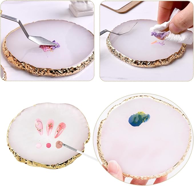 22 Pack Resin Art Palette, Makeup Mixing Palette, Gold Edge Nail Art Tool Gel Design Nail Art Makeup Mixing Tray DIY-BrightBean Baby
