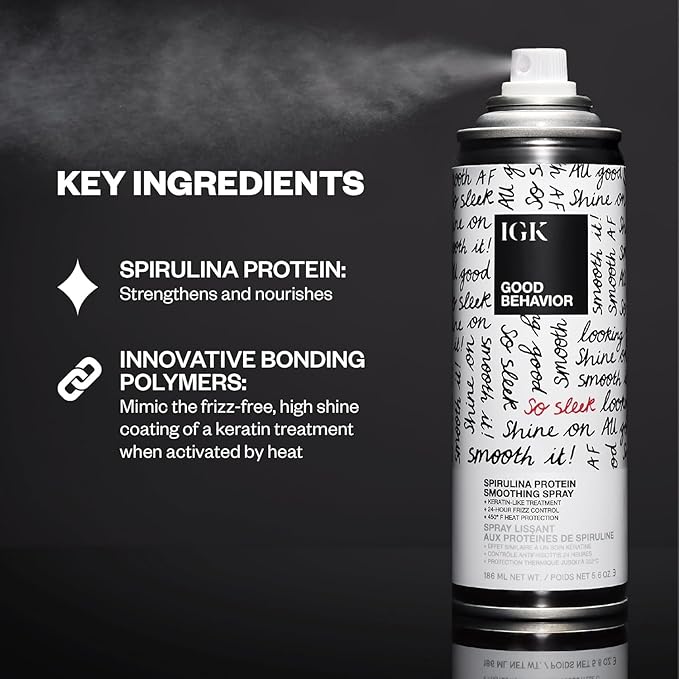 IGK GOOD BEHAVIOR Smoothing Frizz Fighters Set | 4-in-1 Prep Spray + Spirulina Protein Smoothing Spray | Frizz Control + Heat Protectant | Vegan + Cruelty Free-BrightBean Baby