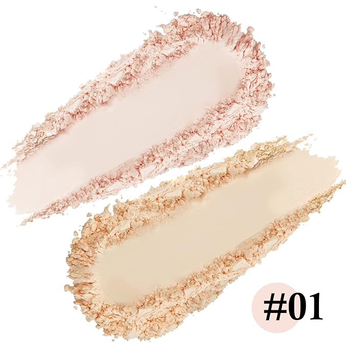 Boobeen 2 Layers Setting Pressed Powder Makeup Oil Control Setting Powder Foundation Pressed Face Powder Compact Long-Lasting Matte Finishing Powder, Light Shade Powder Flawless Lightweight-BrightBean Baby